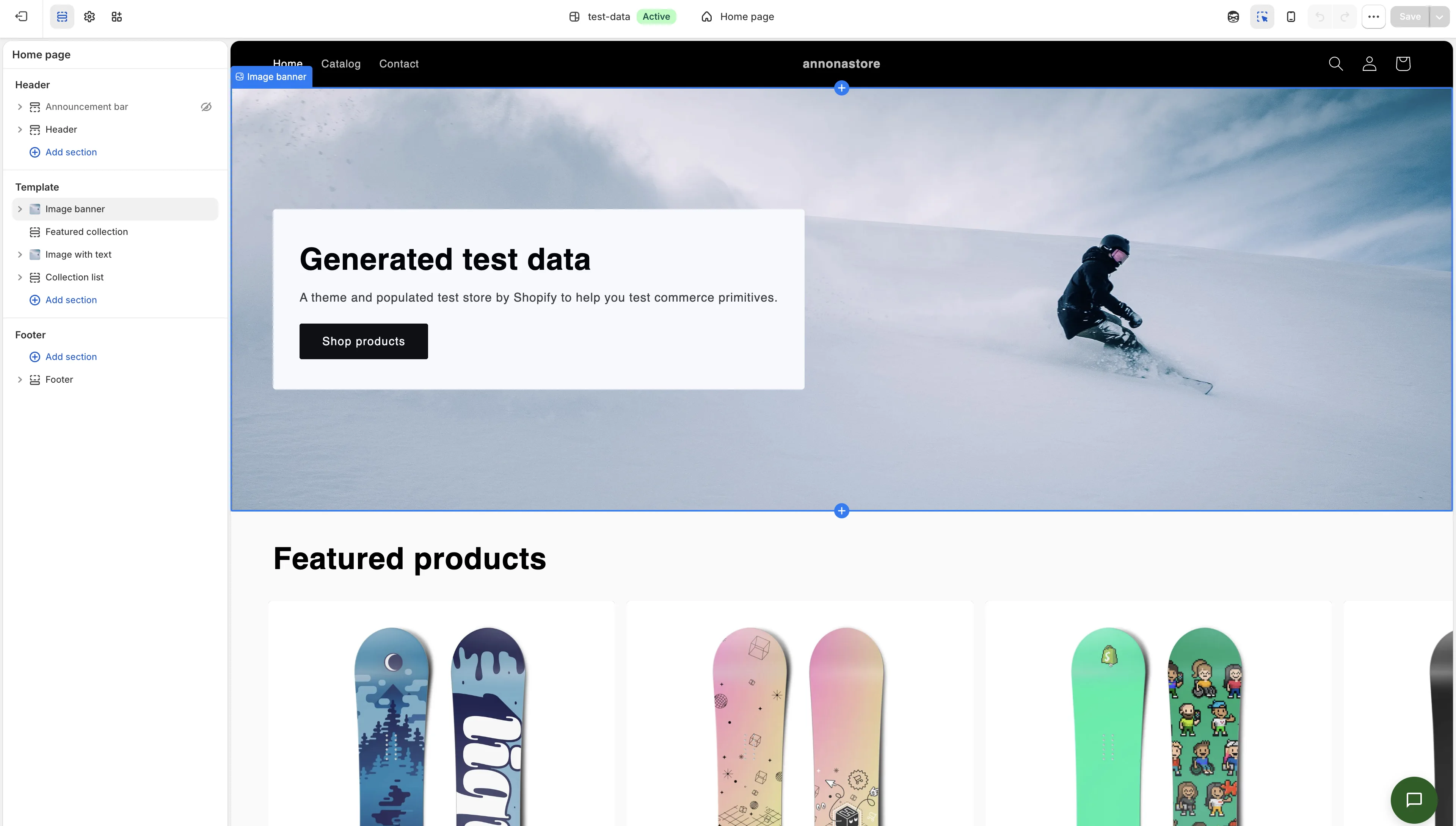 Shopify storefront with the AnnonaBot chat bubble visible in the bottom-right corner